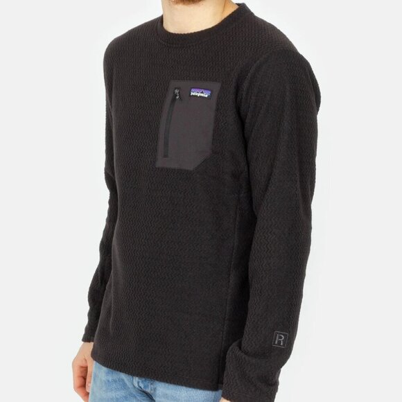PATAGONIA Men's R1 Air Crew Fleece Pullover Crewneck Sweatshirt Size XS Black - Picture 1 of 8